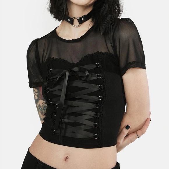 Dolls Kill Tops Dolls Kill The Grave Girls Cemetery Gates Lace Up